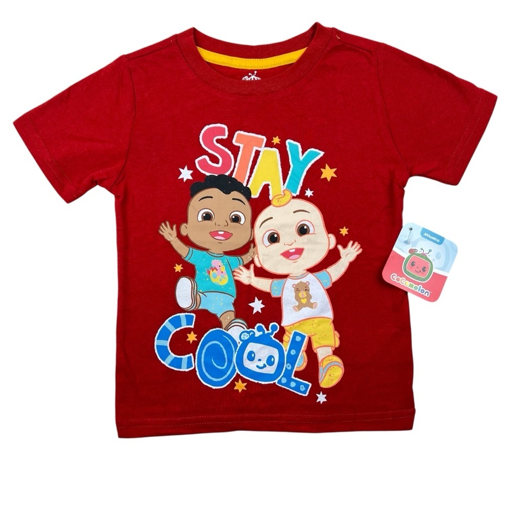 Cocomelon Stay Cool JJ Cody Toddler Graphic Short Sleeve Tee Red Size 3T